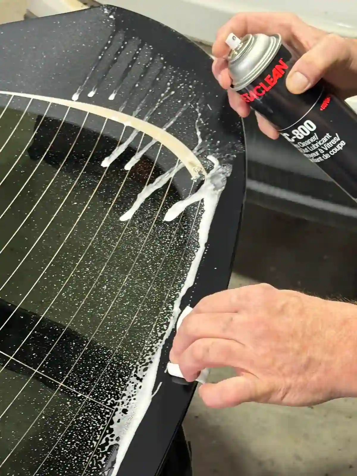 Windshield surface decontamination and cleaning prior to replacement at 123 Glass Company