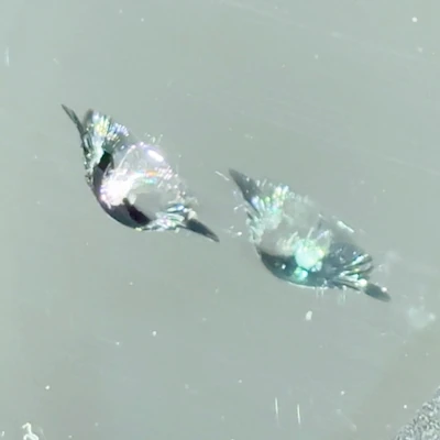 Half moon windshield chip — tight semi-circular crack with partial cone.